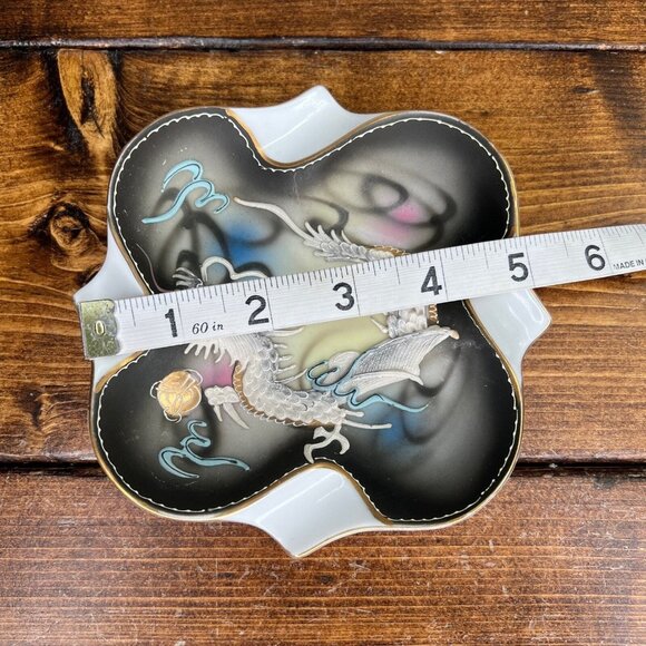 Vintage Hand Painted Japanese Moriage Dragonware  Dish Ashtray Tray Japan - Picture 10 of 11